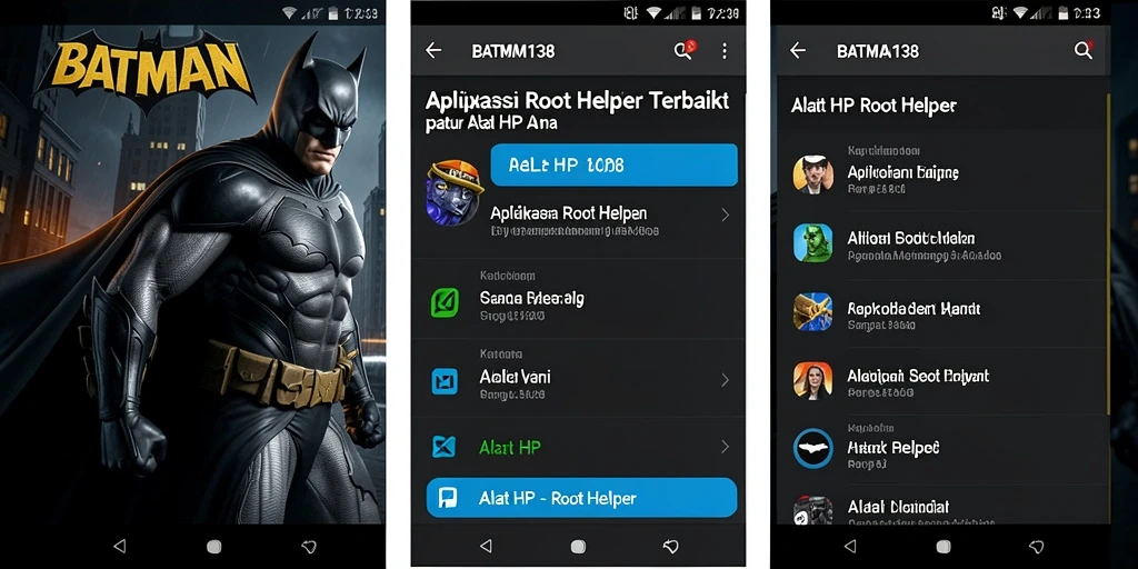 Tampilan antarmuka aplikasi Root Helper BATMAN138 yang modern dan intuitif.