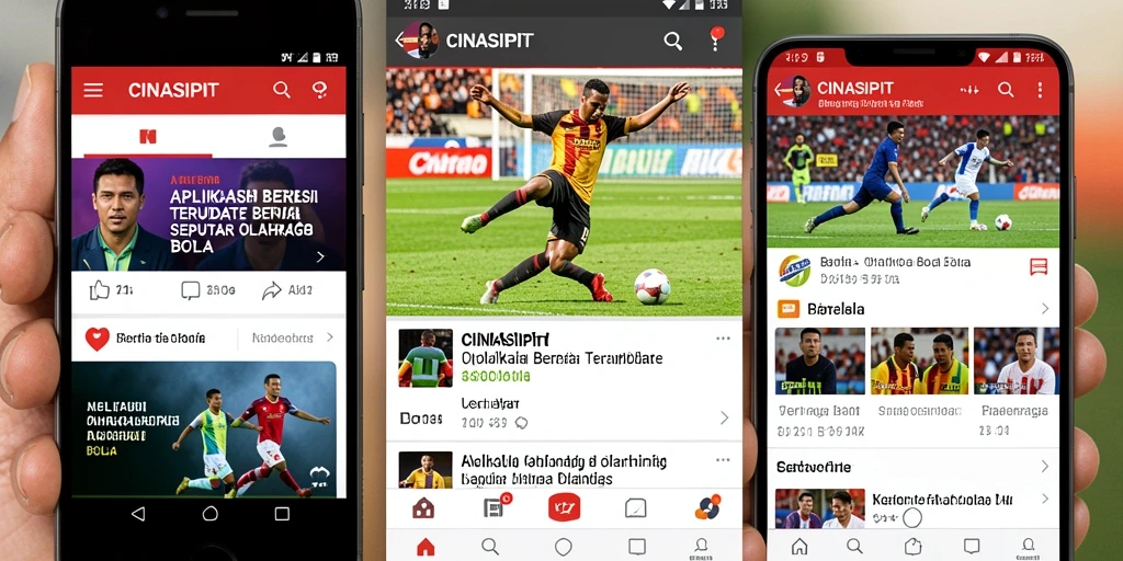 Antarmuka CINASIPIT menampilkan berita olahraga bola terupdate.