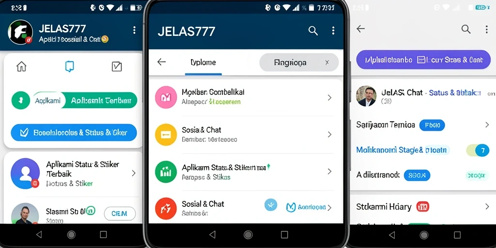 Antarmuka pengguna JELAS777 dengan berbagai pilihan stiker yang menarik.