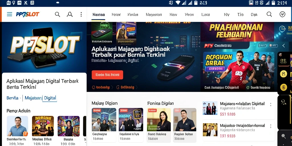 Tampilan antarmuka aplikasi PP7SLOT yang menawan untuk membaca berita terkini.