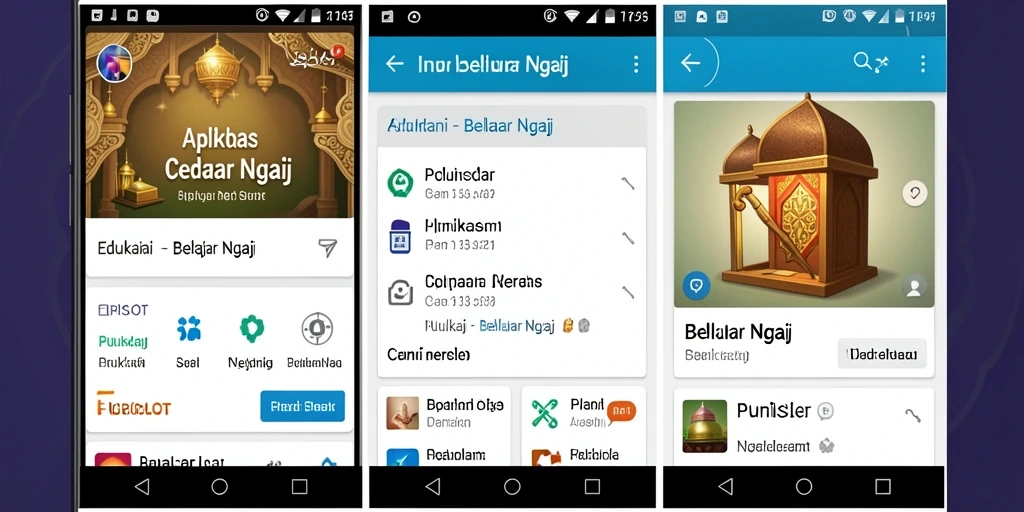 Antarmuka aplikasi PURISLOT untuk Belajar Ngaji yang interaktif.