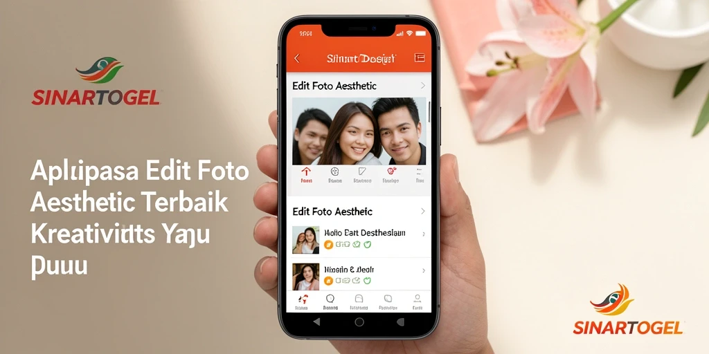 Antarmuka aplikasi SINARTOGEL dengan berbagai fitur edit foto aesthetic.