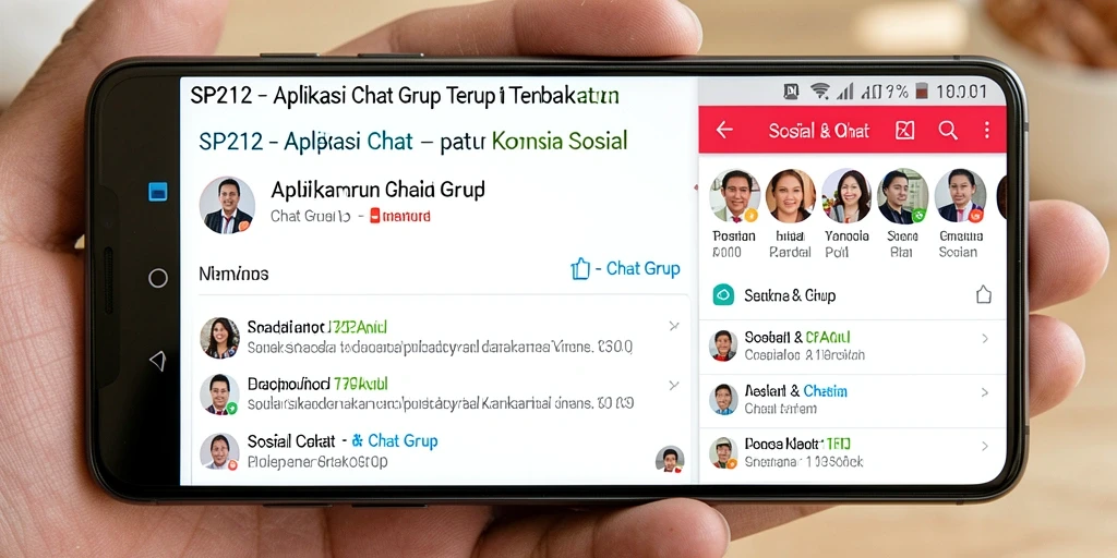 Antarmuka SP212 yang bersih dan menarik untuk chat grup.