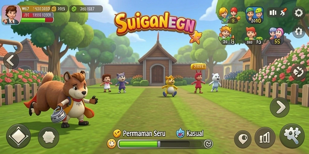 Antarmuka menarik dan gameplay seru W67 yang menggugah semangat.